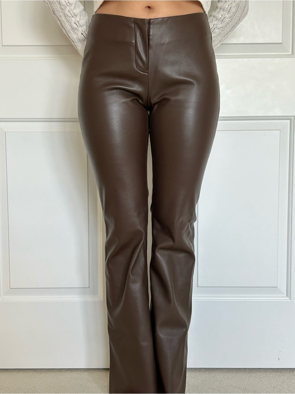 I.AM.GIA Chocolate Brown Faux Leather Bootcut Pants